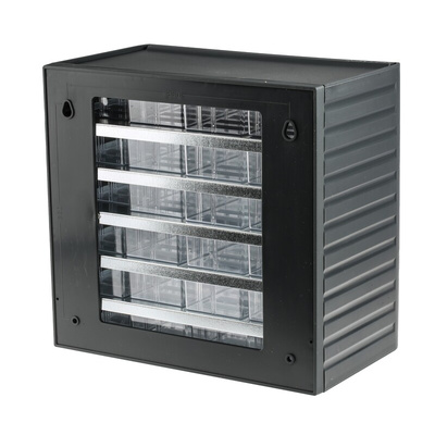 RS PRO 24 Drawer Storage Unit, PP, 290mm x 310mm x 180mm, Grey