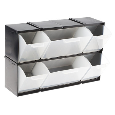 RS PRO 6 Drawer Storage Unit, Plastic, 208mm x 325mm x 90mm, Black