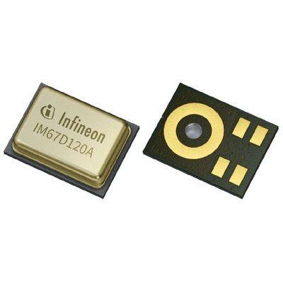 Infineon 5 Pin Microphone, Omni-Directional, Surface Mount, Digital (PDM) Output, PG-LLGA-5-4, 1.62-3.6V