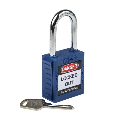 RS PRO Blue 1-Lock Nylon, Steel Safety Lockout, 6.4mm Shackle