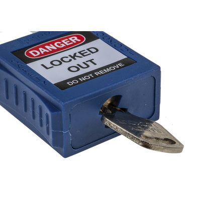 RS PRO Blue 1-Lock Nylon, Steel Safety Lockout, 6.4mm Shackle