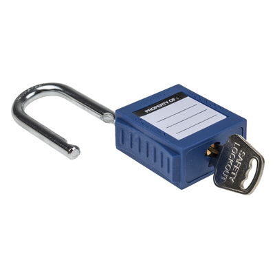RS PRO Blue 1-Lock Nylon, Steel Safety Lockout, 6.4mm Shackle