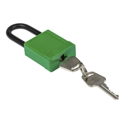 RS PRO Green 1-Lock Aluminium, Nylon Safety Lockout, 6.4mm Shackle