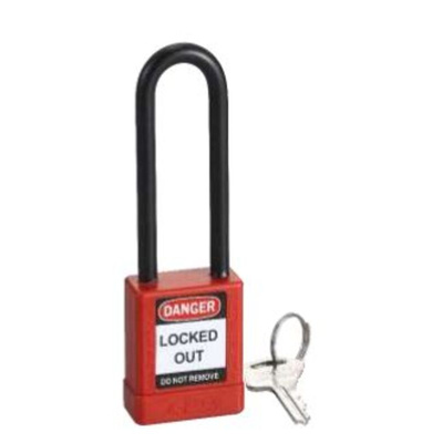 RS PRO Red 1-Lock Aluminium, Nylon Safety Lockout, 6.4mm Shackle