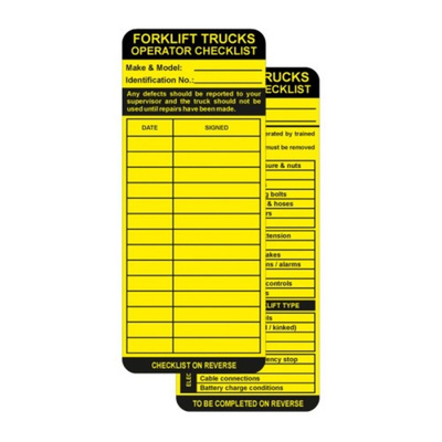 50Each 'Forklift Trucks Operator Checklist' Lockout Tag