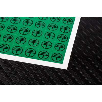 RS PRO Black/Green Vinyl Safety Labels, Symbol-Text 12.5 mm x 12.5mm