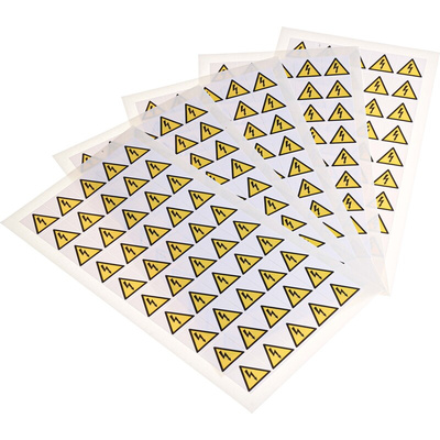 RS PRO Black/Yellow Vinyl Safety Labels, Symbol-Text 25 mm x 25mm