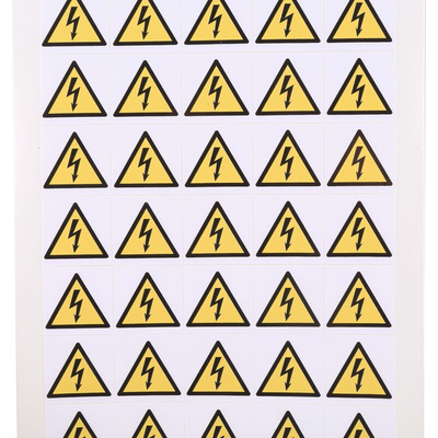 RS PRO Black/Yellow Vinyl Safety Labels, Symbol-Text 25 mm x 25mm