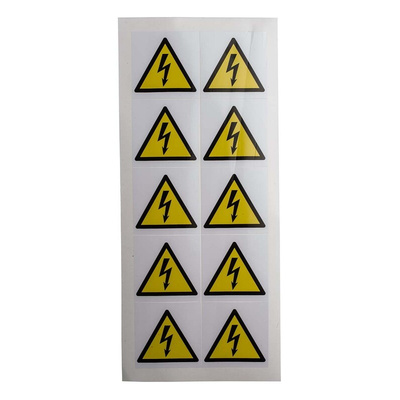 RS PRO Black/White/Yellow Vinyl Safety Labels, Symbol-Text 50 mm x 50mm