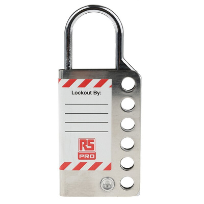 RS PRO 6-Lock Stainless Steel Sheet Hasp Lockout, 5mm Shackle