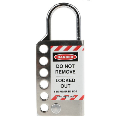RS PRO 6-Lock Stainless Steel Sheet Hasp Lockout, 5mm Shackle
