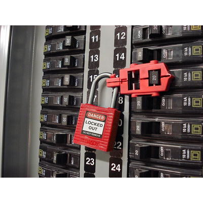 Brady Red Universal Circuit Breaker Lockout, 7mm Shackle