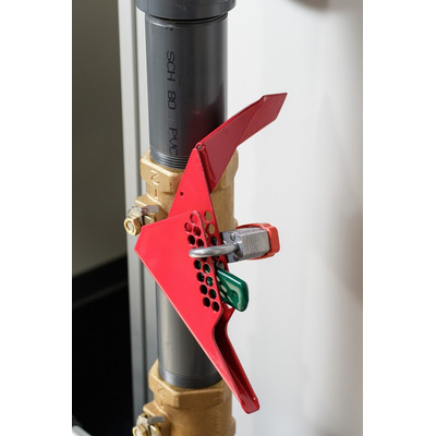 Brady Red 6-Lock Steel Ball Valve Lockout, 10mm Shackle, 25mm Attachment