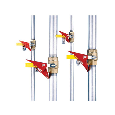 Brady Red 15-Lock Steel Ball Valve Lockout, 7.5mm Shackle, 76mm Attachment