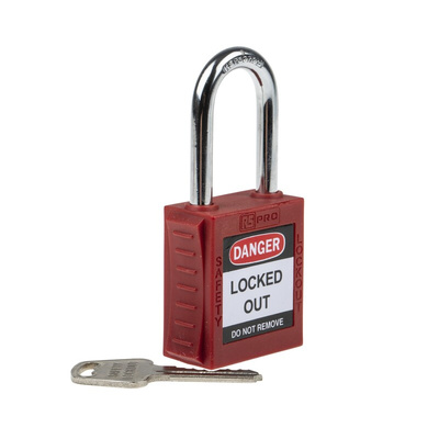 RS PRO Red 1-Lock Nylon, Steel Safety Lockout, 6.4mm Shackle