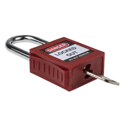 RS PRO Red 1-Lock Nylon, Steel Safety Lockout, 6.4mm Shackle