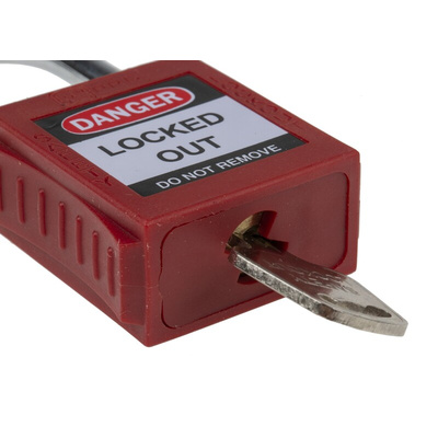 RS PRO Red 1-Lock Nylon, Steel Safety Lockout, 6.4mm Shackle