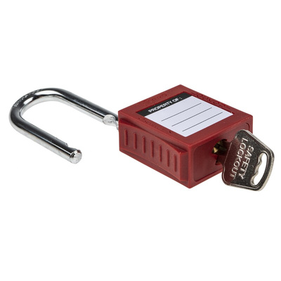 RS PRO Red 1-Lock Nylon, Steel Safety Lockout, 6.4mm Shackle