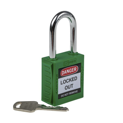 RS PRO Green 1-Lock Nylon, Steel Safety Lockout, 6.4mm Shackle