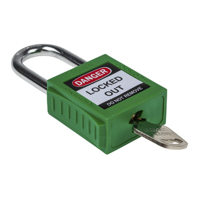 RS PRO Green 1-Lock Nylon, Steel Safety Lockout, 6.4mm Shackle