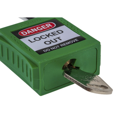 RS PRO Green 1-Lock Nylon, Steel Safety Lockout, 6.4mm Shackle