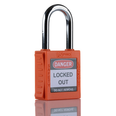 RS PRO Orange 1-Lock Nylon, Steel Safety Lockout, 6.4mm Shackle
