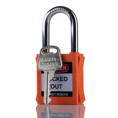 RS PRO Orange 1-Lock Nylon, Steel Safety Lockout, 6.4mm Shackle