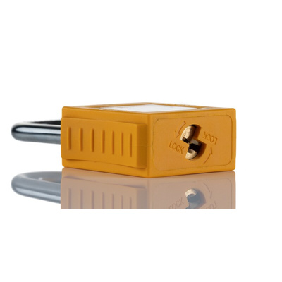 RS PRO Yellow 1-Lock Nylon, Steel Safety Lockout, 6.4mm Shackle