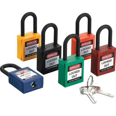 RS PRO Red 1-Lock Nylon Safety Lockout, 6.4mm Shackle