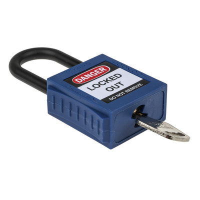 RS PRO Blue 1-Lock Nylon Safety Lockout, 6.4mm Shackle