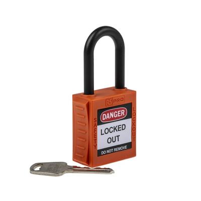 RS PRO Orange 1-Lock Nylon Safety Lockout, 6.4mm Shackle