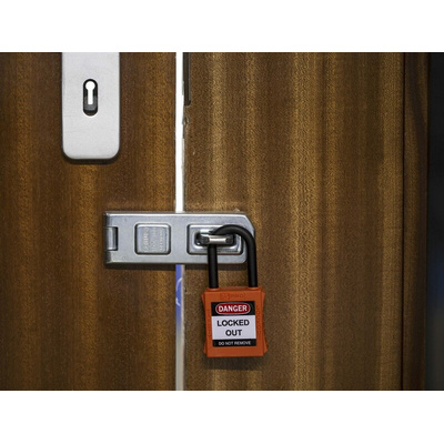 RS PRO Orange 1-Lock Nylon Safety Lockout, 6.4mm Shackle