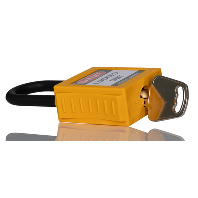 RS PRO Yellow 1-Lock Nylon Safety Lockout, 6.4mm Shackle