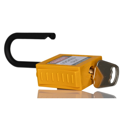 RS PRO Yellow 1-Lock Nylon Safety Lockout, 6.4mm Shackle