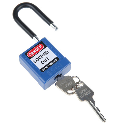 RS PRO Blue 1-Lock Aluminium, Nylon Safety Lockout, 6.4mm Shackle