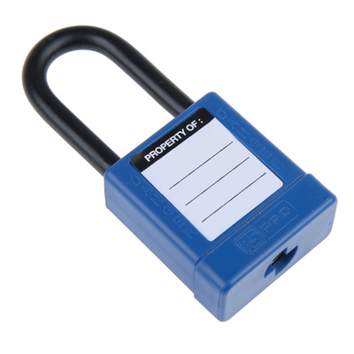 RS PRO Blue 1-Lock Aluminium, Nylon Safety Lockout, 6.4mm Shackle