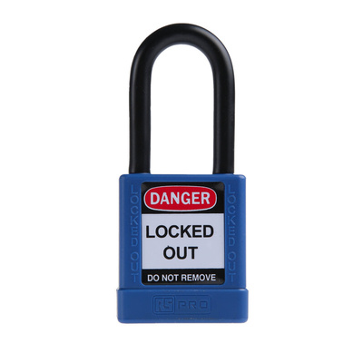 RS PRO Blue 1-Lock Aluminium, Nylon Safety Lockout, 6.4mm Shackle