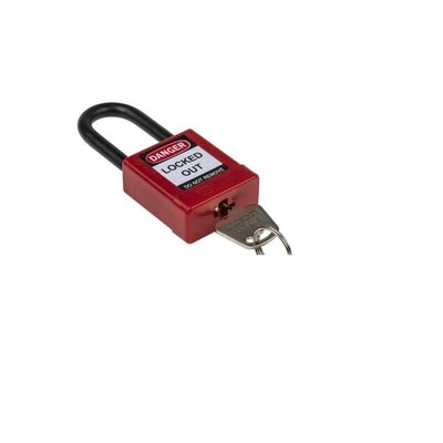 RS PRO Red 1-Lock Aluminium, Nylon Safety Lockout, 6.4mm Shackle