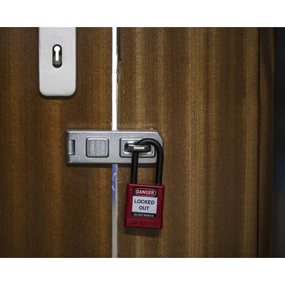 RS PRO Red 1-Lock Aluminium, Nylon Safety Lockout, 6.4mm Shackle