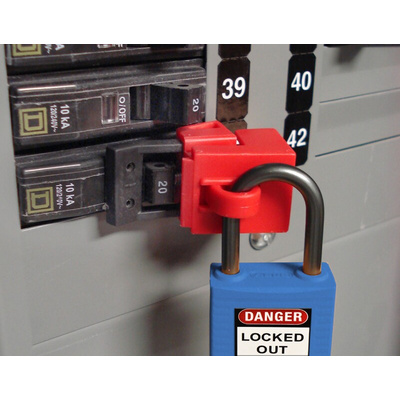 Brady Red PP Universal Circuit Breaker Lockout, 7mm Shackle, 38mm Attachment