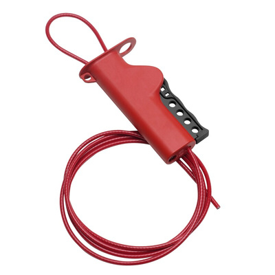 Brady Red 4-Lock Metal Cable Valve Lockout, 7mm Shackle