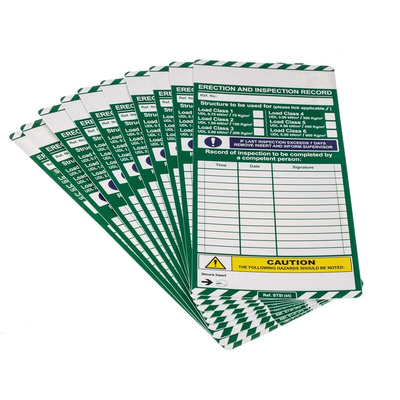 ScaffTag Safety Scaffolding Tag, English Language, 10 per Pack