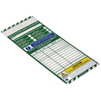 ScaffTag White on Green Safety Scaffolding Tag, English Language, 1 per Pack