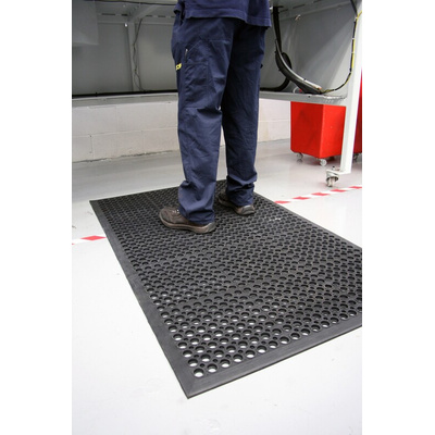 RS PRO Rampmat Rubber Anti-Fatigue Mat, 0.9m x 1.5m x 14mm