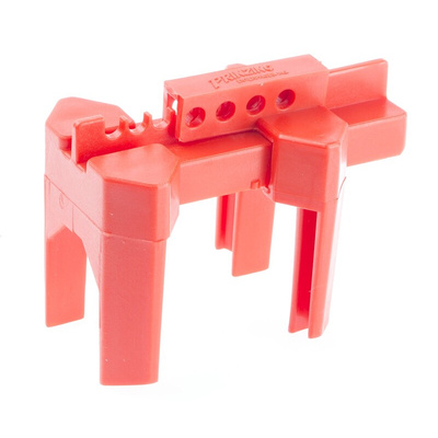 Brady Red 4-Lock PP Ball Valve Lockout, 7.24mm Shackle, 31.75mm Attachment