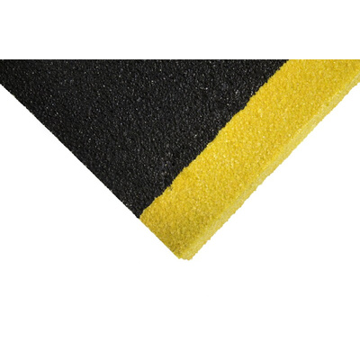 Coba Europe Black/Yellow Stair Tread Glass Fibre Reinforced Plastic, Silicone Carbide Edge Protection, Solid Finish
