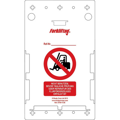 Brady Safety Forklift Tag, German Language, 10 per Pack