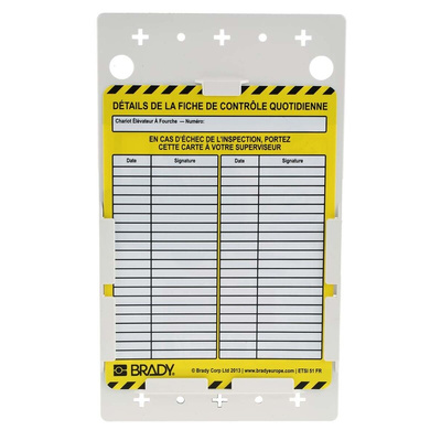 Brady Safety Forklift Tag, French Language, 1 per Pack