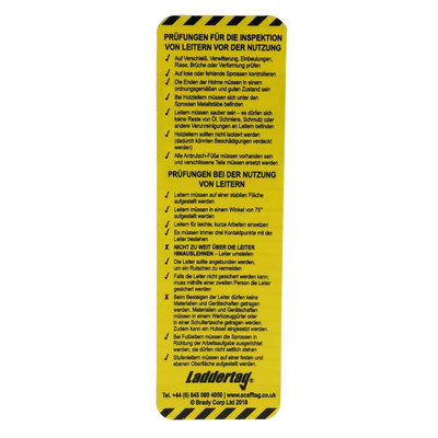 Brady Black on Green, White, Yellow Safety Ladder Tag, German Language, 10 per Pack