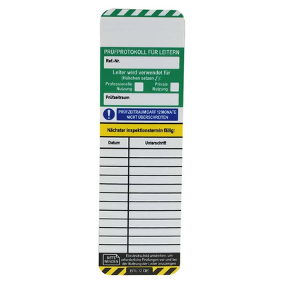 Brady Black on Green, White, Yellow Safety Ladder Tag, German Language, 10 per Pack